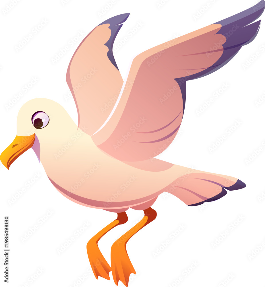Fototapeta premium Pirate icon of cartoon seagull character or funny ocean bird, vector personage. Caribbean pirate adventure character of flying gull and seabird for marine game asset and aquatic birds element