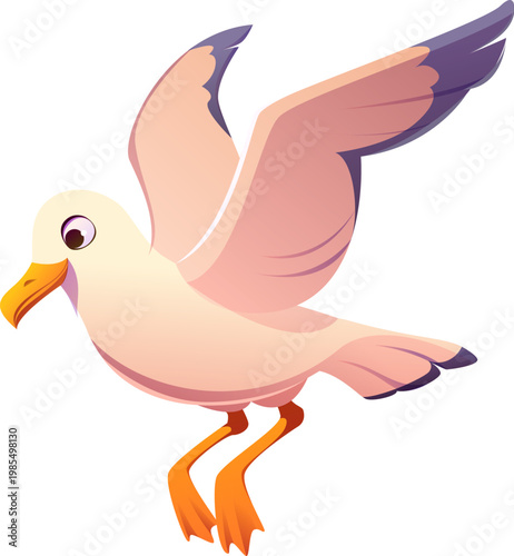 Pirate icon of cartoon seagull character or funny ocean bird, vector personage. Caribbean pirate adventure character of flying gull and seabird for marine game asset and aquatic birds element
