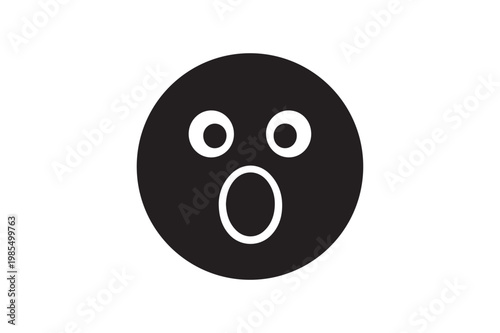 Shocked Emoji Face Silhouette Icon, Surprise Mood Vector