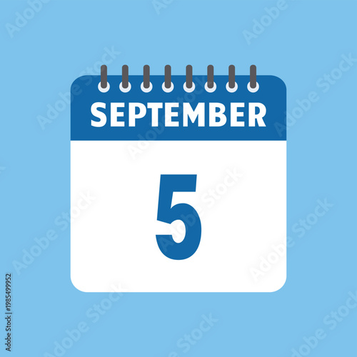 Calendar Page Showing September Fifth Date with Clean Modern Design for Digital Use