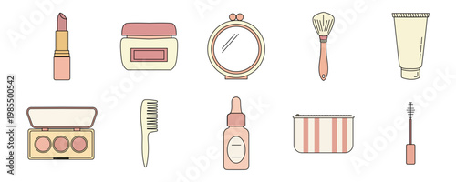 Cute Pastel Makeup Icon Set
