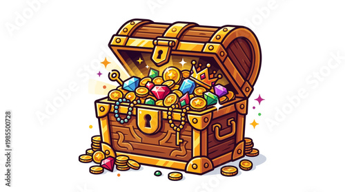 Treasure chest filled with gold coins.