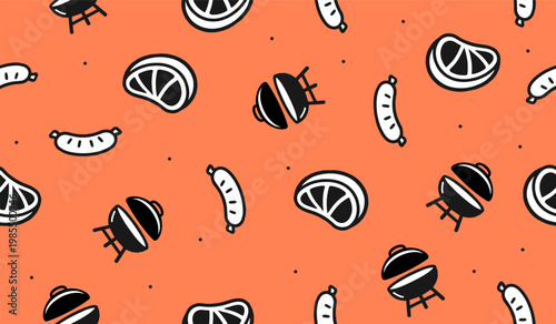 Cutest BBQ pattern background vector design