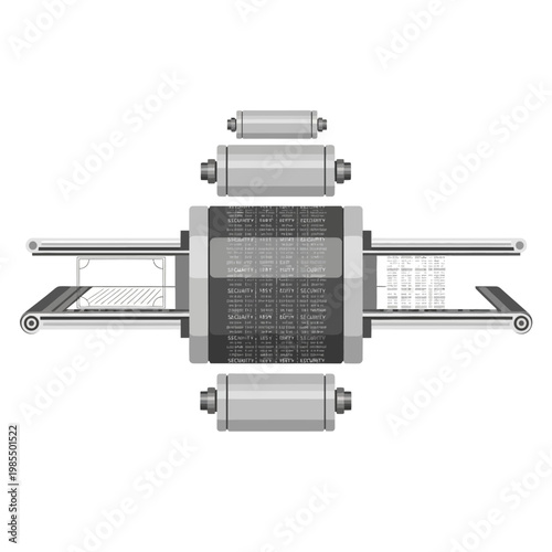 Abstract Futuristic Data Processing Machine with Code and Binary