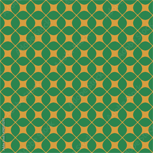 Seamless geometric pattern with green and yellow abstract shapes