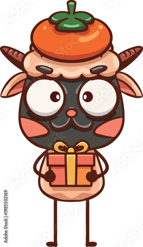 Cartoon Persimmon and Sheep Series New Year Illustration Materials

