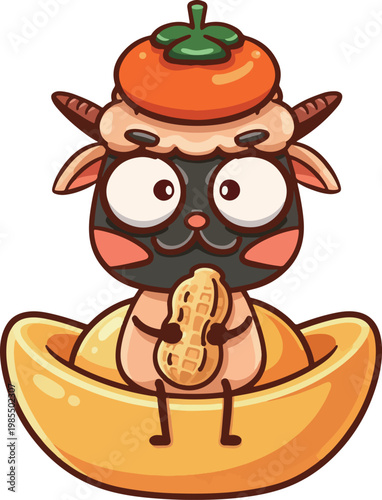 Cartoon Persimmon and Sheep Series New Year Illustration Materials
