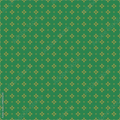 Seamless green floral pattern with small yellow flowers