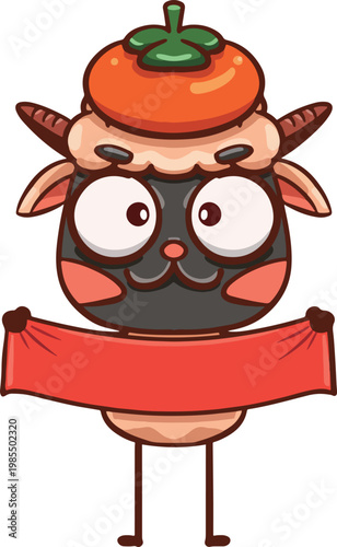 Cartoon Persimmon and Sheep Series New Year Illustration Materials
