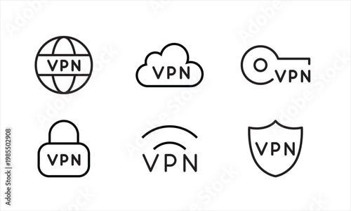 VPN Icon Set Security Privacy Network Protection Internet Encryption Icons Collection for UI UX Web Mobile Apps