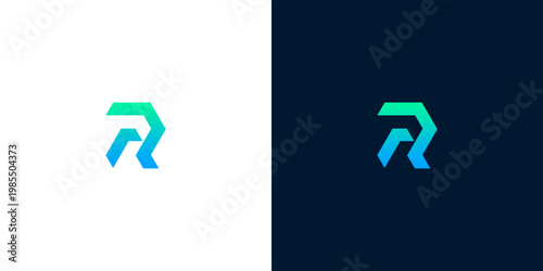 Abstract R Letter Logo Design with Gradient Colors and Minimalist Style, suitable for technology, finance, or innovation brands
