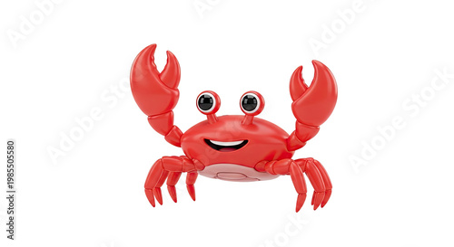 Happy Cartoon Crab with Raised Claws