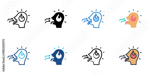 Lion's breath icons set multiple style collection. Editable stroke 
