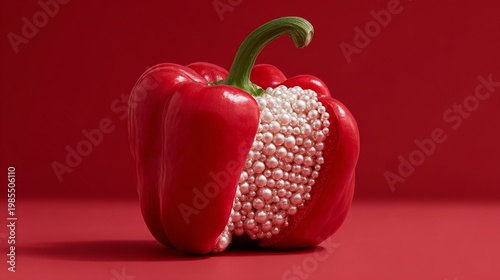 Wallpaper Mural Red bell pepper filled with pearl beads, artistic food aesthetic concept  Torontodigital.ca