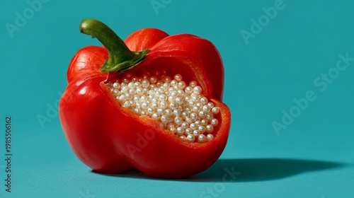 Wallpaper Mural Red bell pepper filled with pearl beads, artistic food aesthetic concept  Torontodigital.ca
