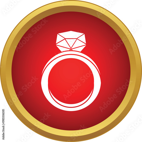 Diamond ring icon on a red and gold button symbolizing engagement