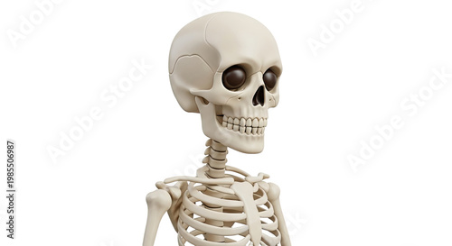 3D Rendering of a Human Skeleton Head and Torso