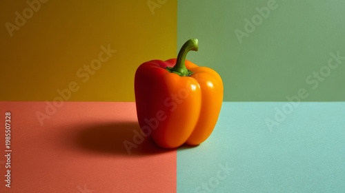 Wallpaper Mural Single pepper on solid background, minimal composition, color contrast concept  Torontodigital.ca