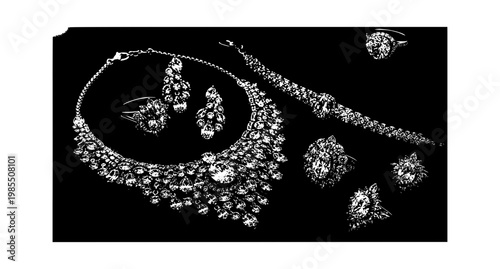 Luxury women jewelry fashion accessories vector set diamond crystal rings earrings bracelets isolated on white