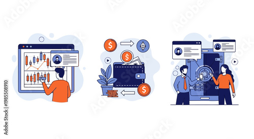 set icon bank pay app ui web biz tech coin cash safe gold fast easy