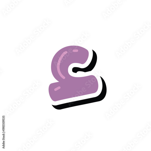 Hamzah, hijaiyah arabic alphabet. Stylized purple pound sterling symbol with black outline.