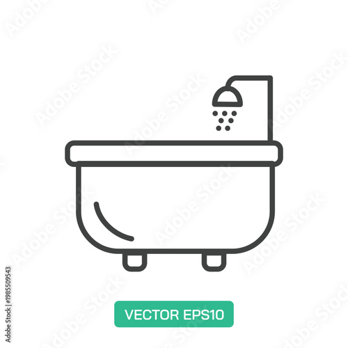 Bathtub Facility icon. Thin line icon vector
