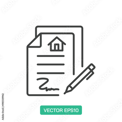 House Contract icon. Thin line icon vector