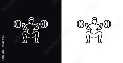 A man is doing squats with a barbell in a fitness routine illustration