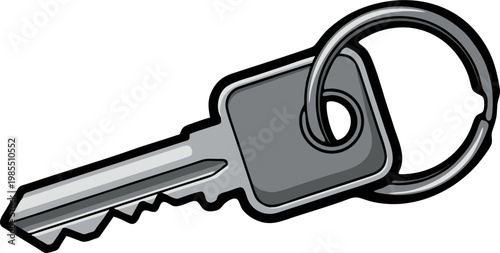 Key on Keyring Illustration a Classic Metallic Security Object with a Bright Shine