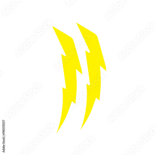 Two yellow lightning bolts shine brightly in clear sky