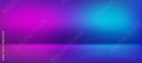 Studio background with pink and blue lights. Vector bright neon scene for competition, vs concept. Abstract stage in empty room