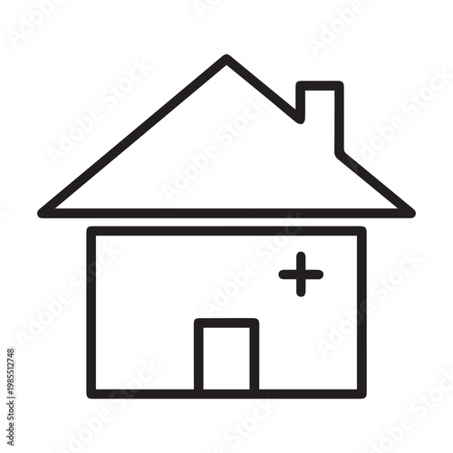 House silhouette, simple black line icon