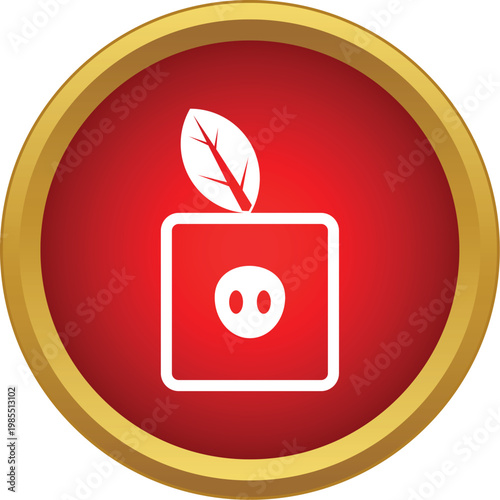 Square apple icon representing genetic engineering and modified food in a flat design style