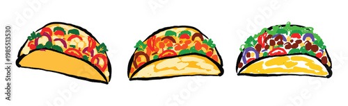 Colorful Taco Illustration Mexican Food Vibrant Street Food Set