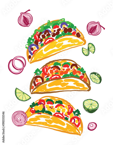 Taco Set with Onion and Lime Fresh Mexican Food