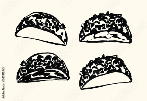 Vintage Taco Set Mexican Food Retro