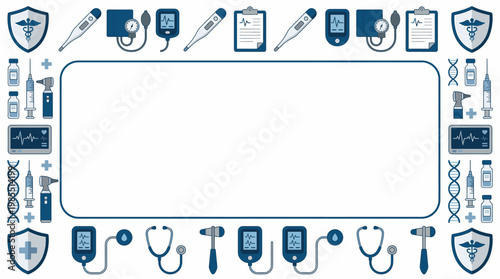Medical Healthcare and Science Icons Frame with Blank Space for Text