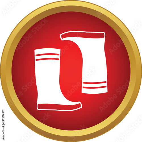 Rubber boots icon showing waterproof footwear for protection from rain and moisture
