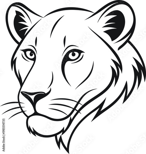 Elegant Profile of a Majestic Lioness Head with Keen Eyes and Watchful Gaze