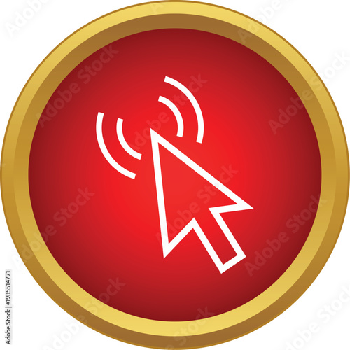 Computer mouse pointer clicking interactive button symbol on a red background