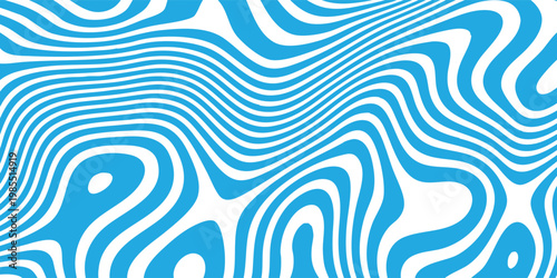 Creative stripes blue optical art wave line in white background with experimental line flow and layered optical illusion, graphic illustration
