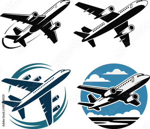 Airplane Travel Vector Illustration with Flight Path and World Map Background
Commercial Aircraft Flying Above Clouds Travel Concept Design
International Air Travel Route with Airplane Vector Ill