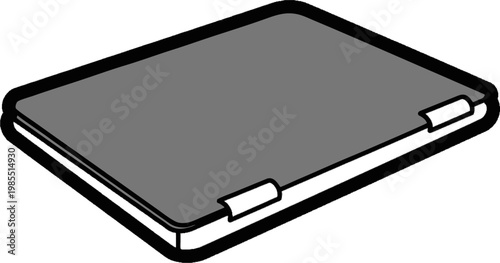 Laptop Illustration Showing a Closed Grey Tablet Computer in Isometric View