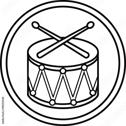 Musical Snare Drum with Crossed Sticks for Rhythmic Sounds and Entertainment