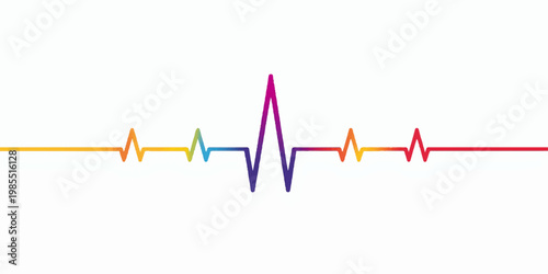 A glowing green and blue ekg wave pulses across a medical monitor as the heartbeat line forms a heart shape in this cardiac healthcare technology illustration