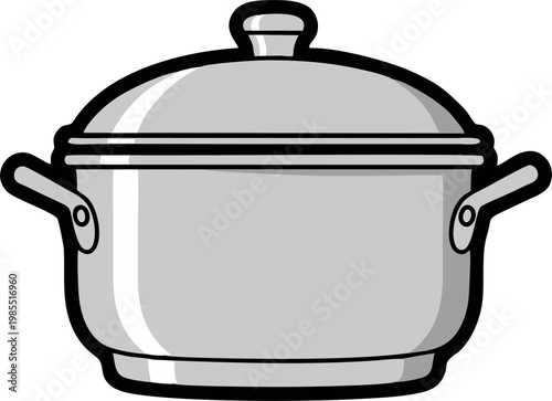 Pot Cartoon Cooking Vessel with a Lid and Handles for Preparing Meals