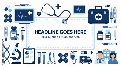 Clinical Medical Healthcare Icons Background Template for Health and Science Presentation