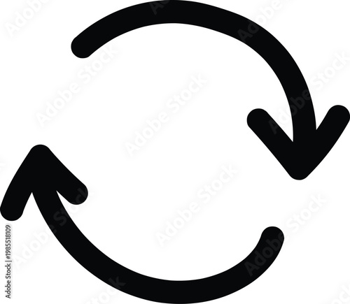A thick black circular arrow forming a refresh or reload symbol on a white background