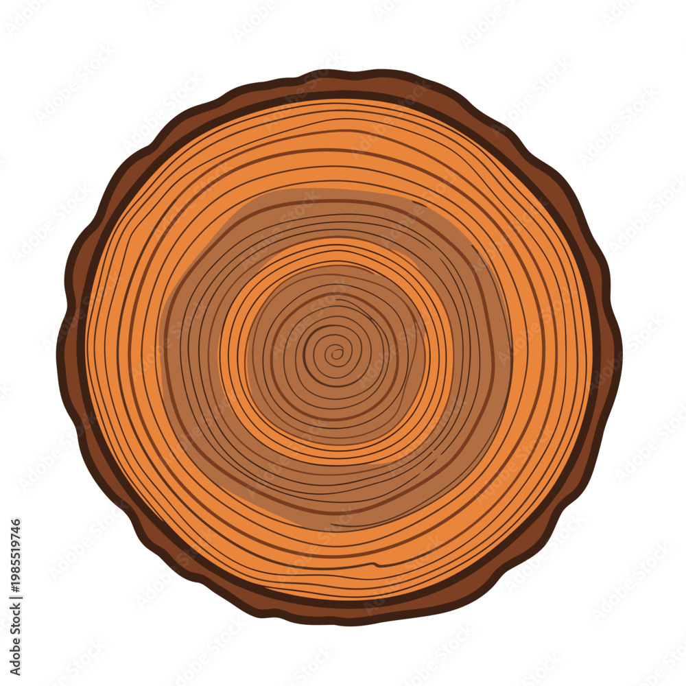 Fototapeta premium A stylized wood grain growth rings illustration. Clean, circular design with warm tones. Perfect for backgrounds, textures, and design projects.