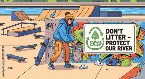 Man picking up trash outdoors.